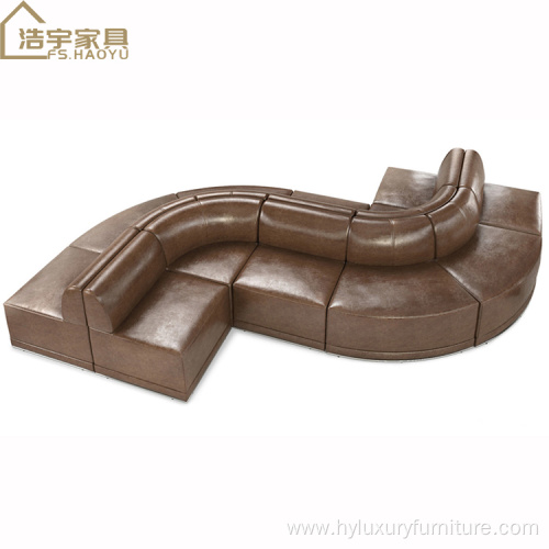 Restaurant Furniture bench Booth Seating Leather Brown sofa